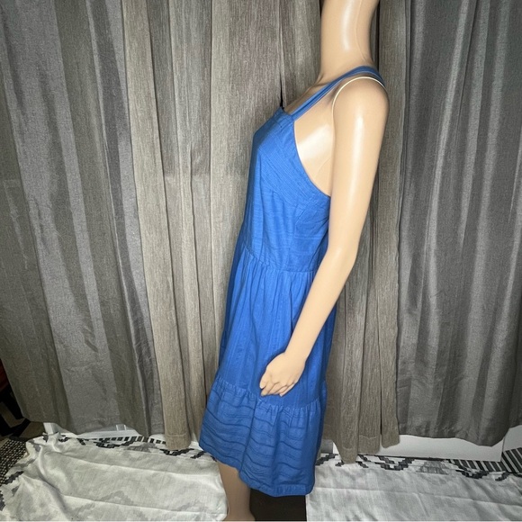 Able SAVITA APRON DRESS Blue Midi Dress Large - Picture 2 of 10